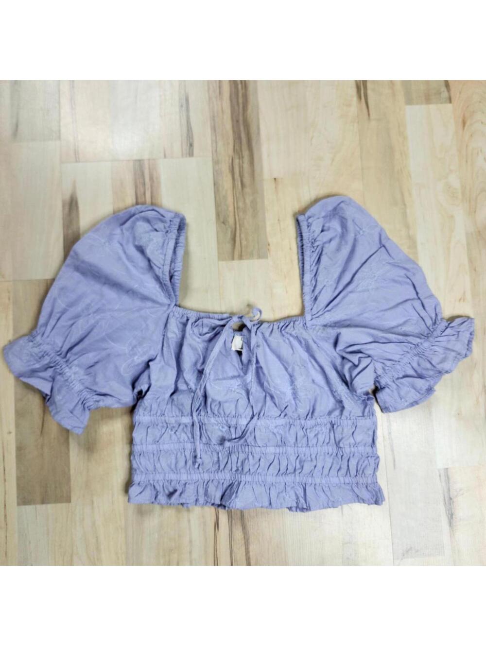 Dizzy Lizzy Lavender Puff Sleeve Crop Top - Size S
